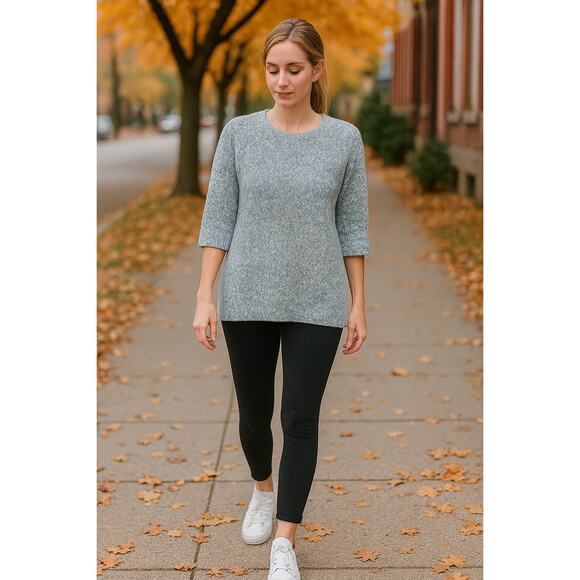 J. Jill white and black marled chunky 3/4 sleeve sweater 2x - Picture 1 of 5
